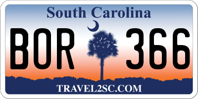 SC license plate BOR366
