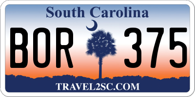SC license plate BOR375