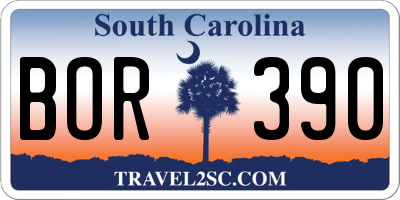 SC license plate BOR390