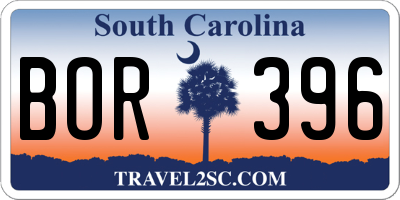 SC license plate BOR396