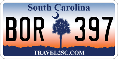 SC license plate BOR397