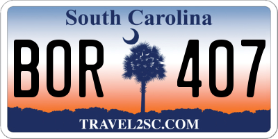 SC license plate BOR407