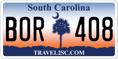 SC license plate BOR408