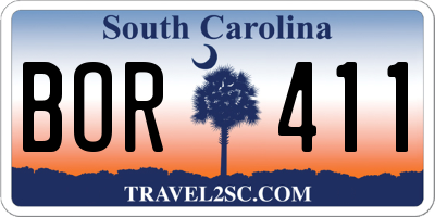 SC license plate BOR411