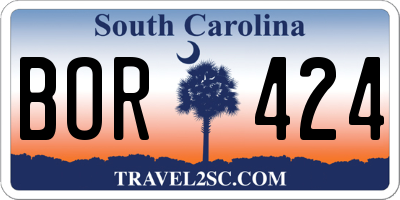 SC license plate BOR424
