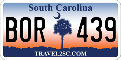 SC license plate BOR439
