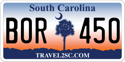 SC license plate BOR450