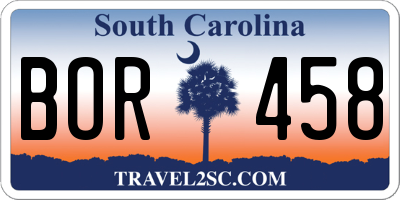 SC license plate BOR458