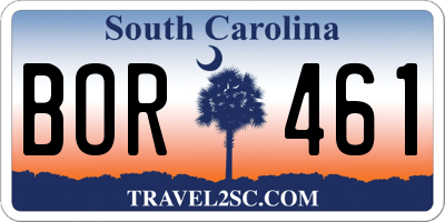 SC license plate BOR461