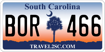 SC license plate BOR466