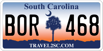 SC license plate BOR468