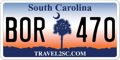 SC license plate BOR470