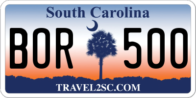 SC license plate BOR500