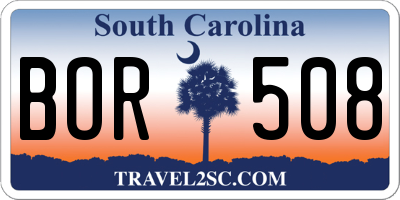 SC license plate BOR508