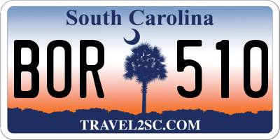 SC license plate BOR510