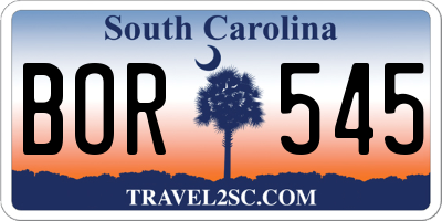 SC license plate BOR545