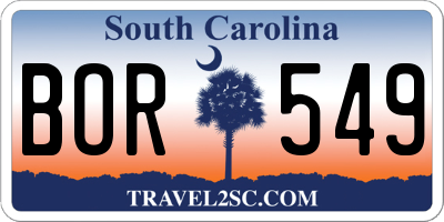 SC license plate BOR549