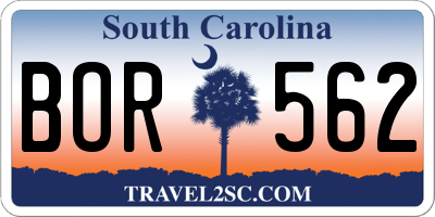 SC license plate BOR562