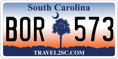 SC license plate BOR573