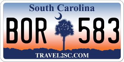 SC license plate BOR583