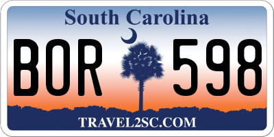 SC license plate BOR598