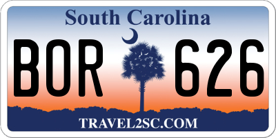 SC license plate BOR626