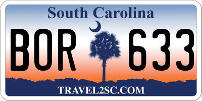 SC license plate BOR633