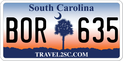SC license plate BOR635