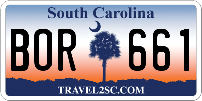 SC license plate BOR661