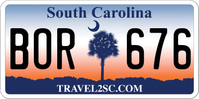 SC license plate BOR676