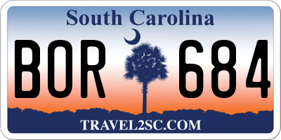 SC license plate BOR684