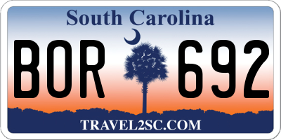 SC license plate BOR692