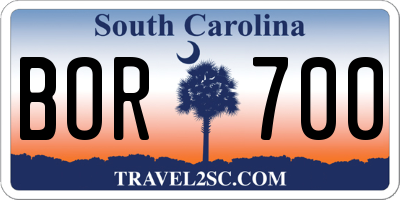 SC license plate BOR700