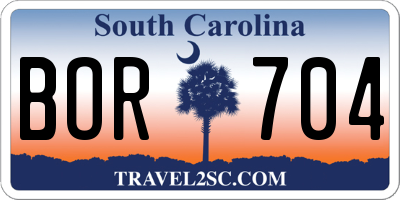 SC license plate BOR704