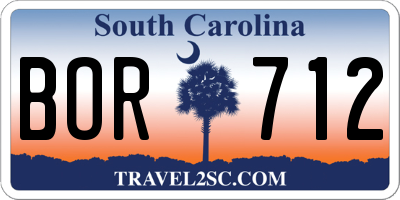 SC license plate BOR712