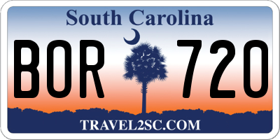 SC license plate BOR720
