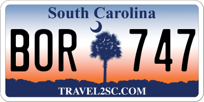 SC license plate BOR747