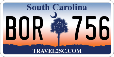 SC license plate BOR756