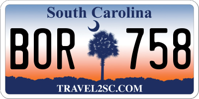 SC license plate BOR758