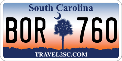 SC license plate BOR760