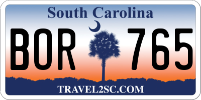 SC license plate BOR765