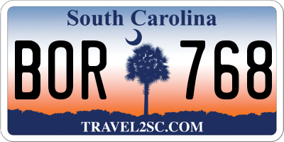 SC license plate BOR768
