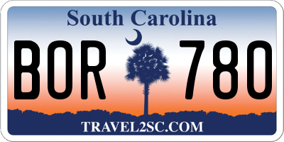 SC license plate BOR780