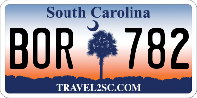 SC license plate BOR782