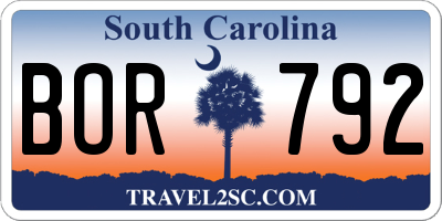 SC license plate BOR792