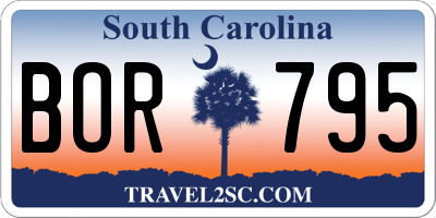 SC license plate BOR795