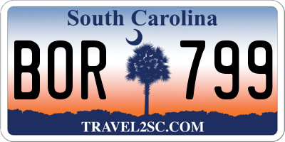 SC license plate BOR799