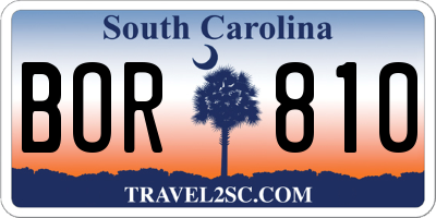 SC license plate BOR810