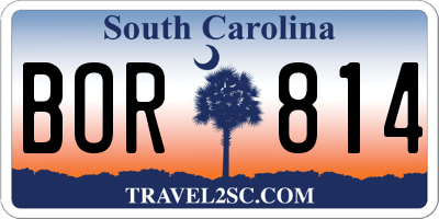 SC license plate BOR814