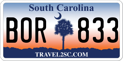 SC license plate BOR833